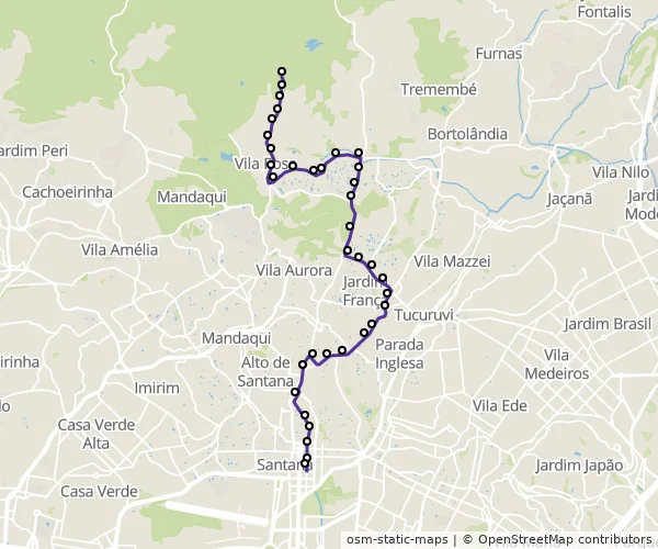 Mapa do itinerário da linha