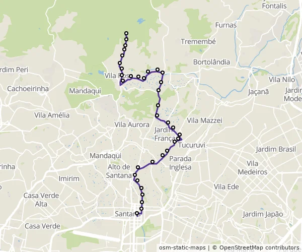 Mapa do itinerário da linha
