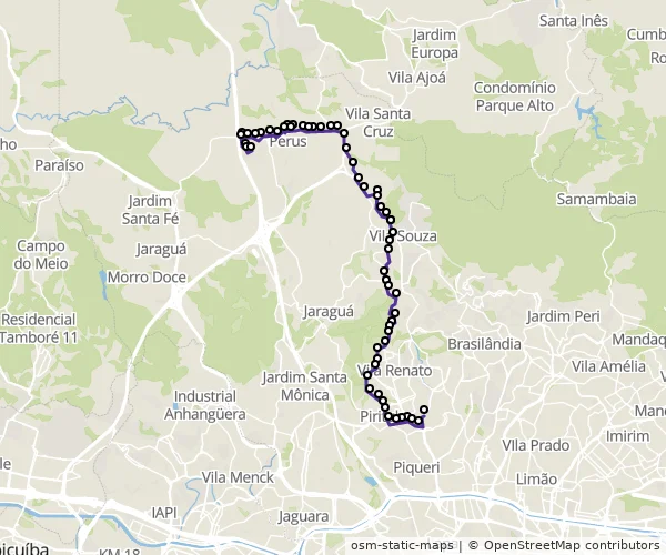 Mapa do itinerário da linha