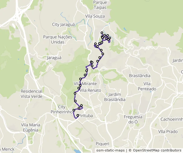 Mapa do itinerário da linha