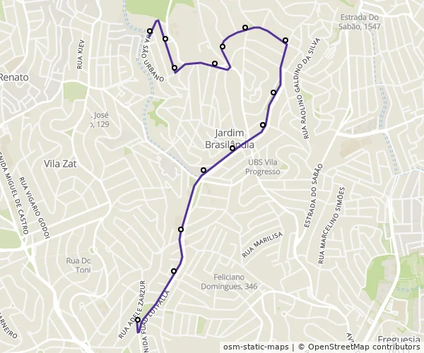 Mapa do itinerário da linha