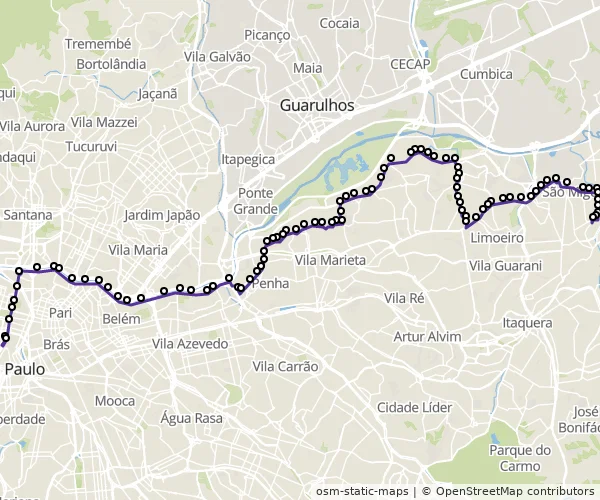 Mapa do itinerário da linha