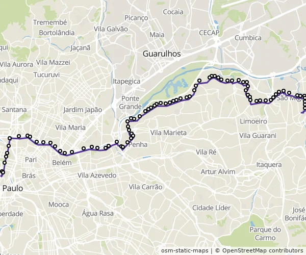 Mapa do itinerário da linha