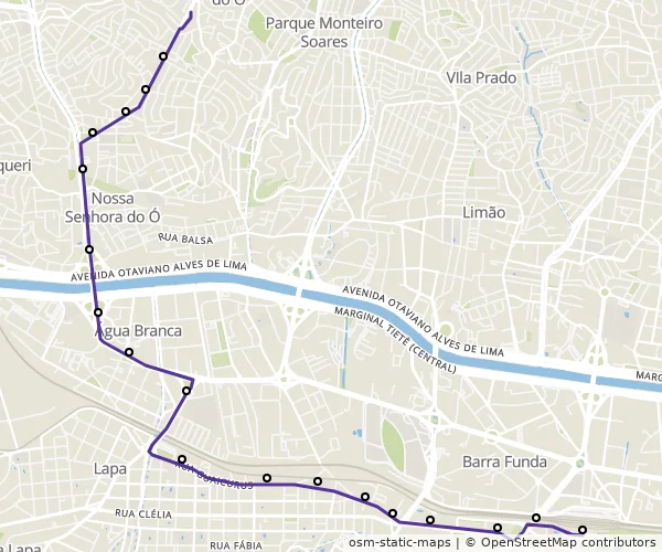 Mapa do itinerário da linha
