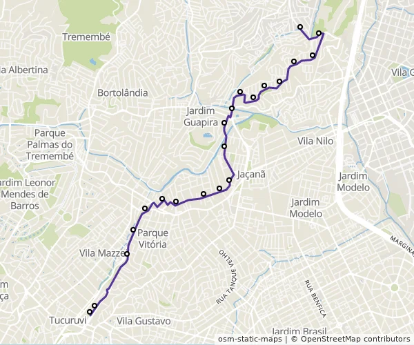 Mapa do itinerário da linha