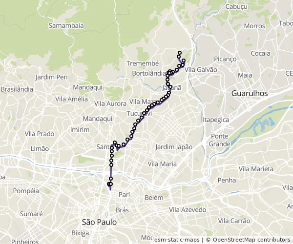 Mapa do itinerário da linha