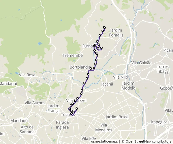 Mapa do itinerário da linha