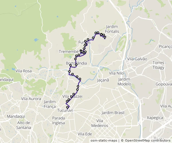 Mapa do itinerário da linha