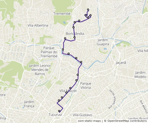 Mapa do itinerário da linha