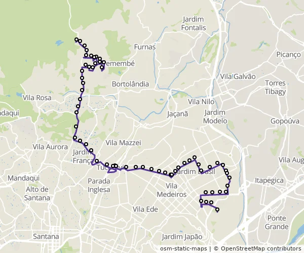 Mapa do itinerário da linha