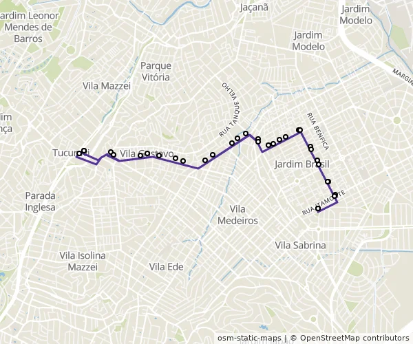 Mapa do itinerário da linha