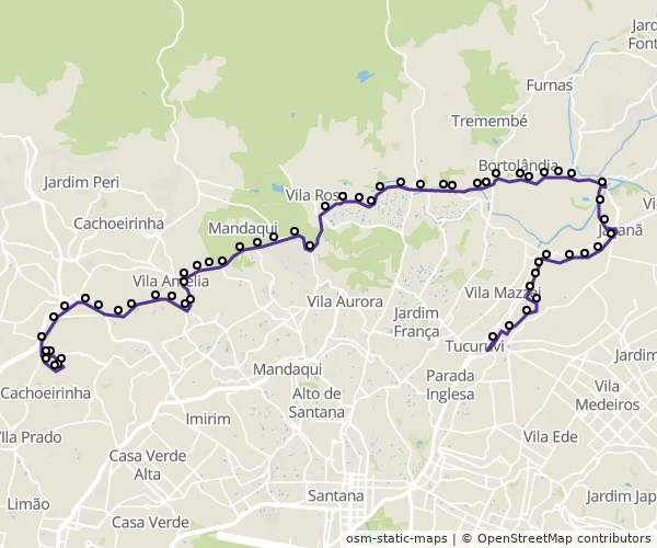 Mapa do itinerário da linha