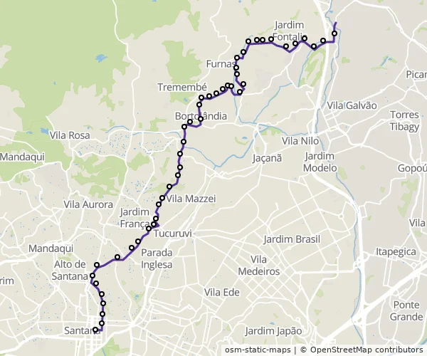 Mapa do itinerário da linha