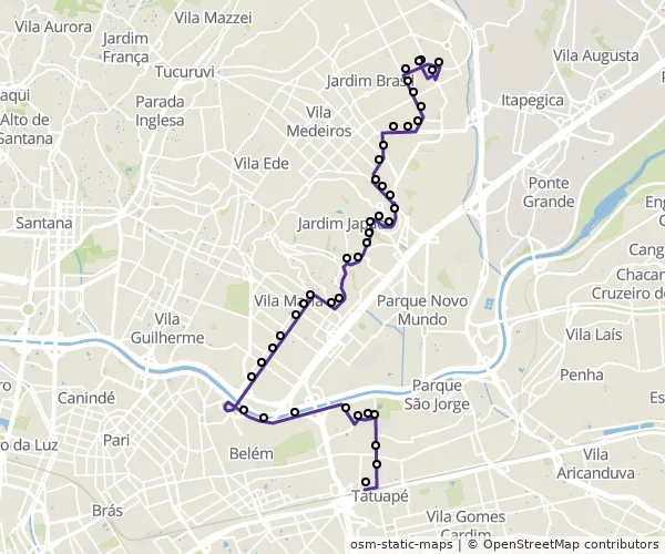 Mapa do itinerário da linha