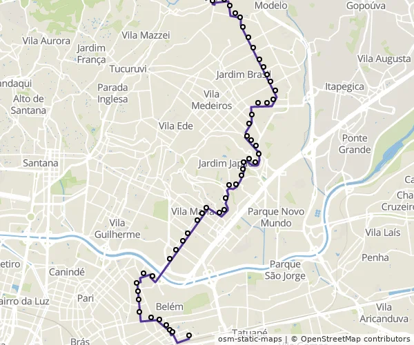 Mapa do itinerário da linha