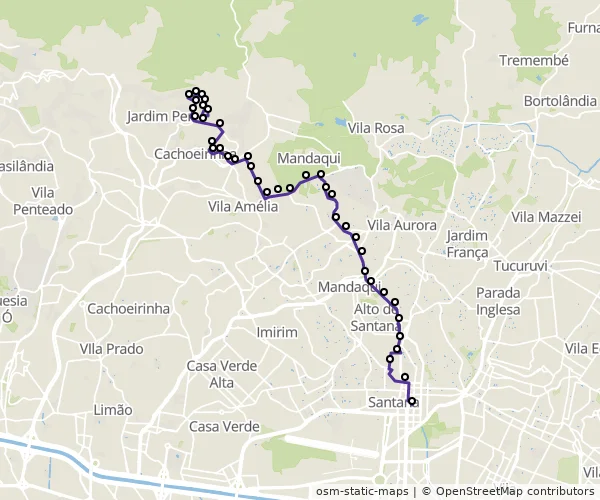 Mapa do itinerário da linha