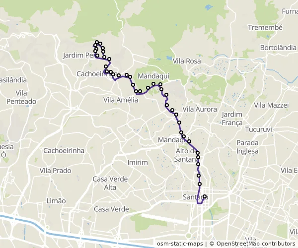Mapa do itinerário da linha