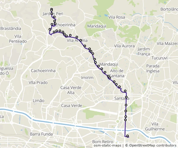 Mapa do itinerário da linha