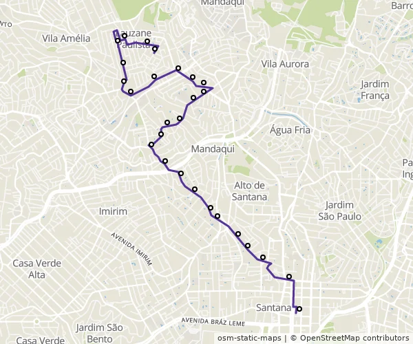 Mapa do itinerário da linha