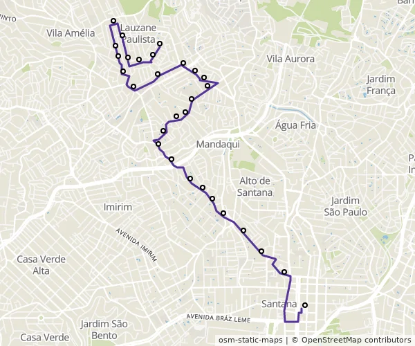 Mapa do itinerário da linha