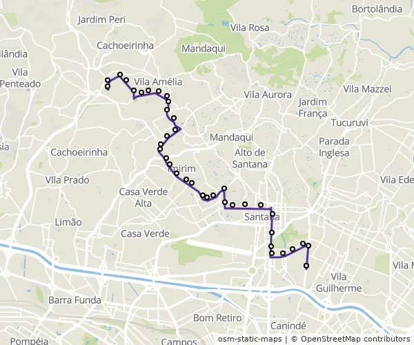 Mapa do itinerário da linha