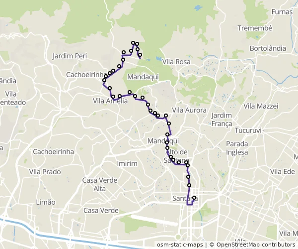 Mapa do itinerário da linha