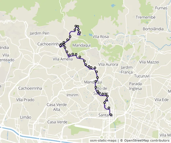 Mapa do itinerário da linha