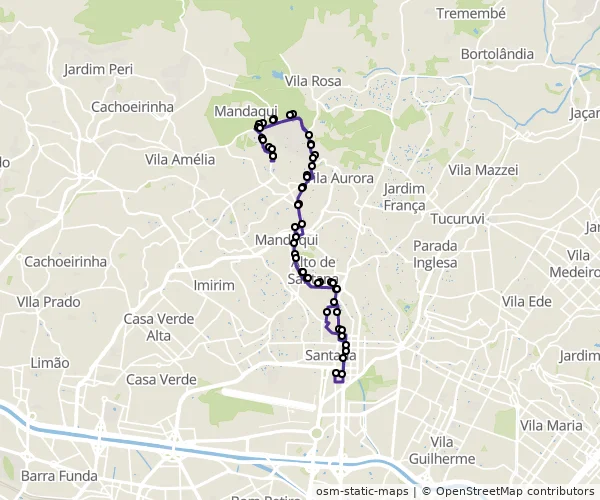 Mapa do itinerário da linha