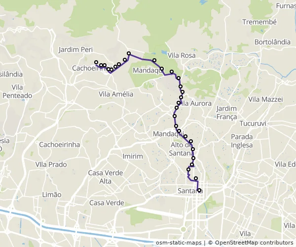 Mapa do itinerário da linha