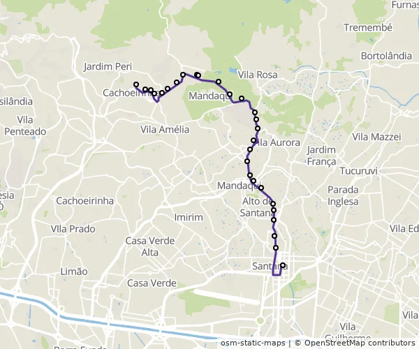 Mapa do itinerário da linha
