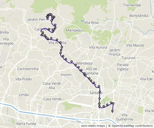 Mapa do itinerário da linha