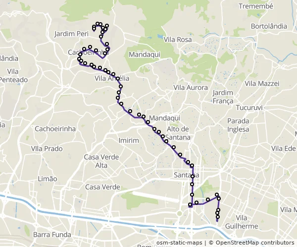 Mapa do itinerário da linha