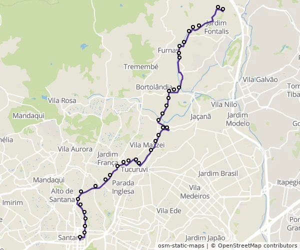 Mapa do itinerário da linha
