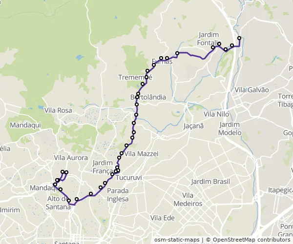 Mapa do itinerário da linha