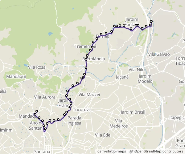 Mapa do itinerário da linha