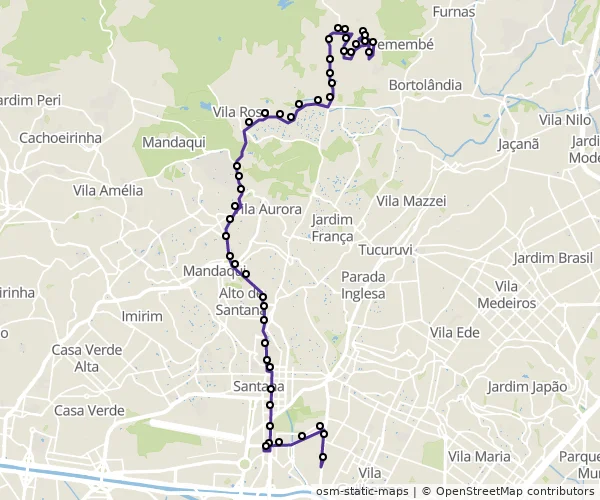 Mapa do itinerário da linha