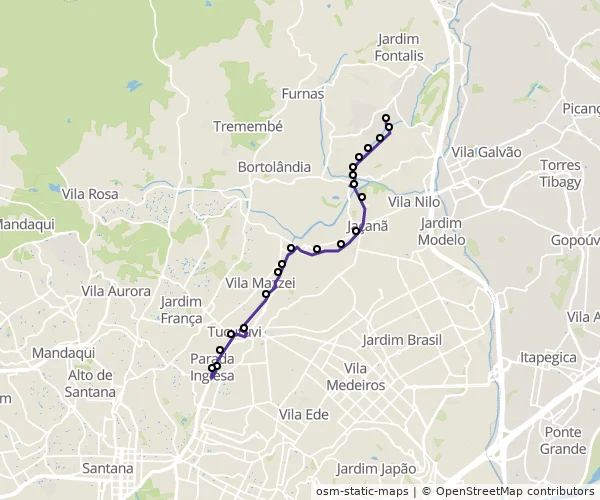 Mapa do itinerário da linha
