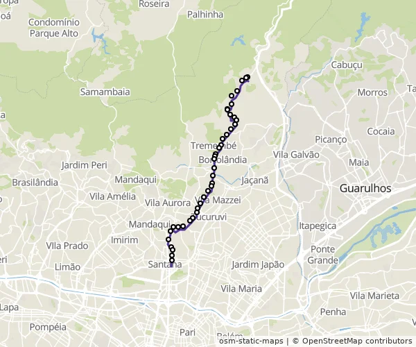 Mapa do itinerário da linha
