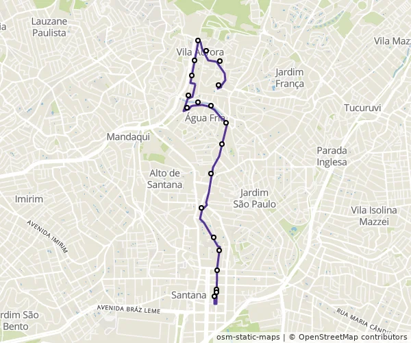 Mapa do itinerário da linha
