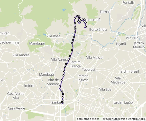Mapa do itinerário da linha