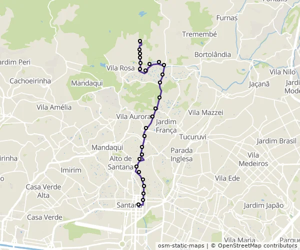 Mapa do itinerário da linha