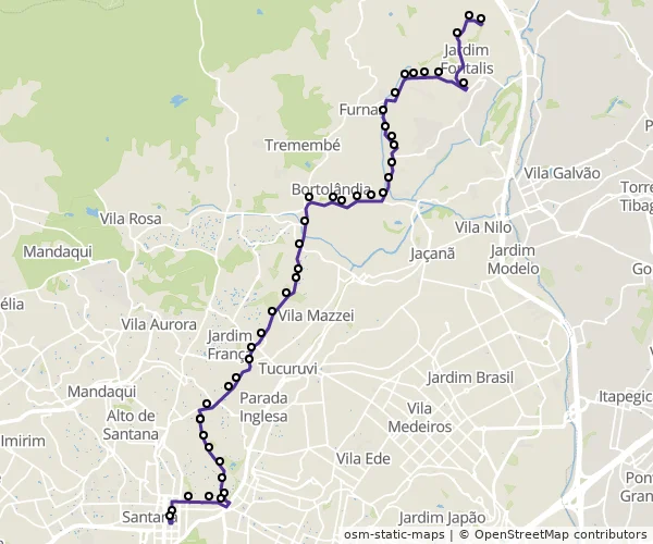 Mapa do itinerário da linha