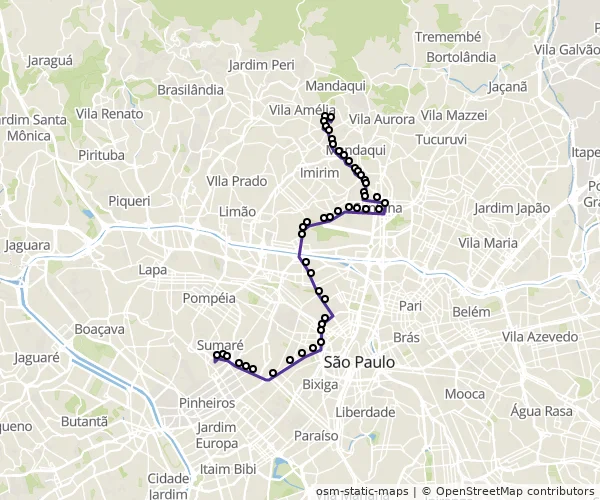 Mapa do itinerário da linha