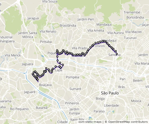 Mapa do itinerário da linha