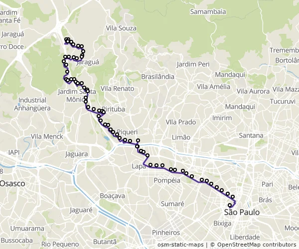 Mapa do itinerário da linha