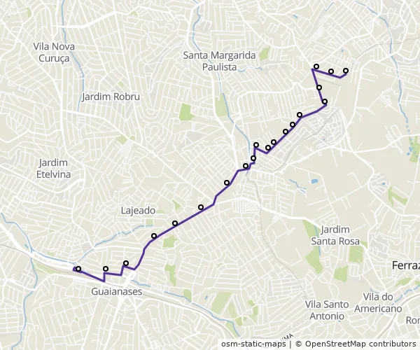 Mapa do itinerário da linha