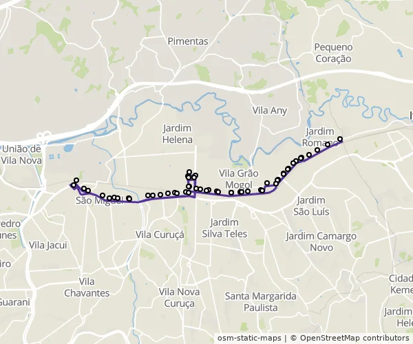 Mapa do itinerário da linha