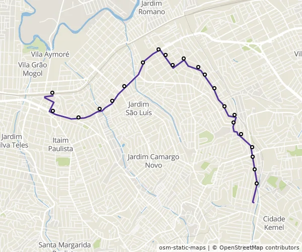 Mapa do itinerário da linha