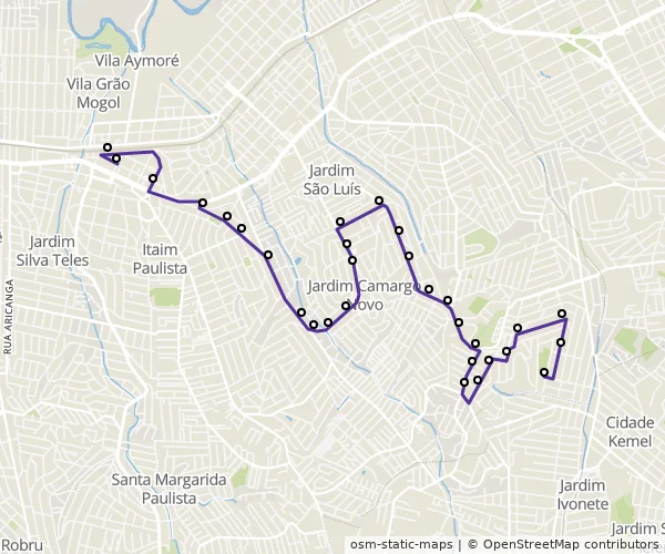 Mapa do itinerário da linha