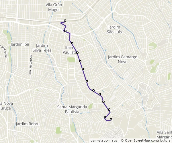 Mapa do itinerário da linha